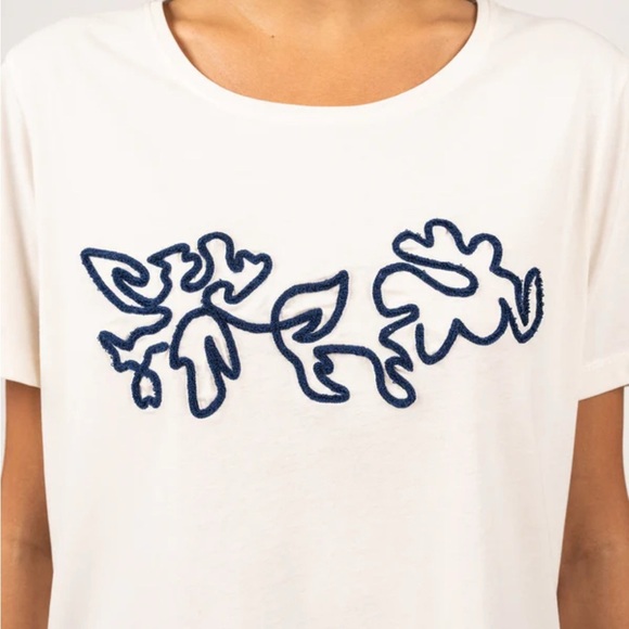 Saint James SANDY Tee with Embossed Flower Embroidery | 100% Cotton size 6 - Picture 3 of 12